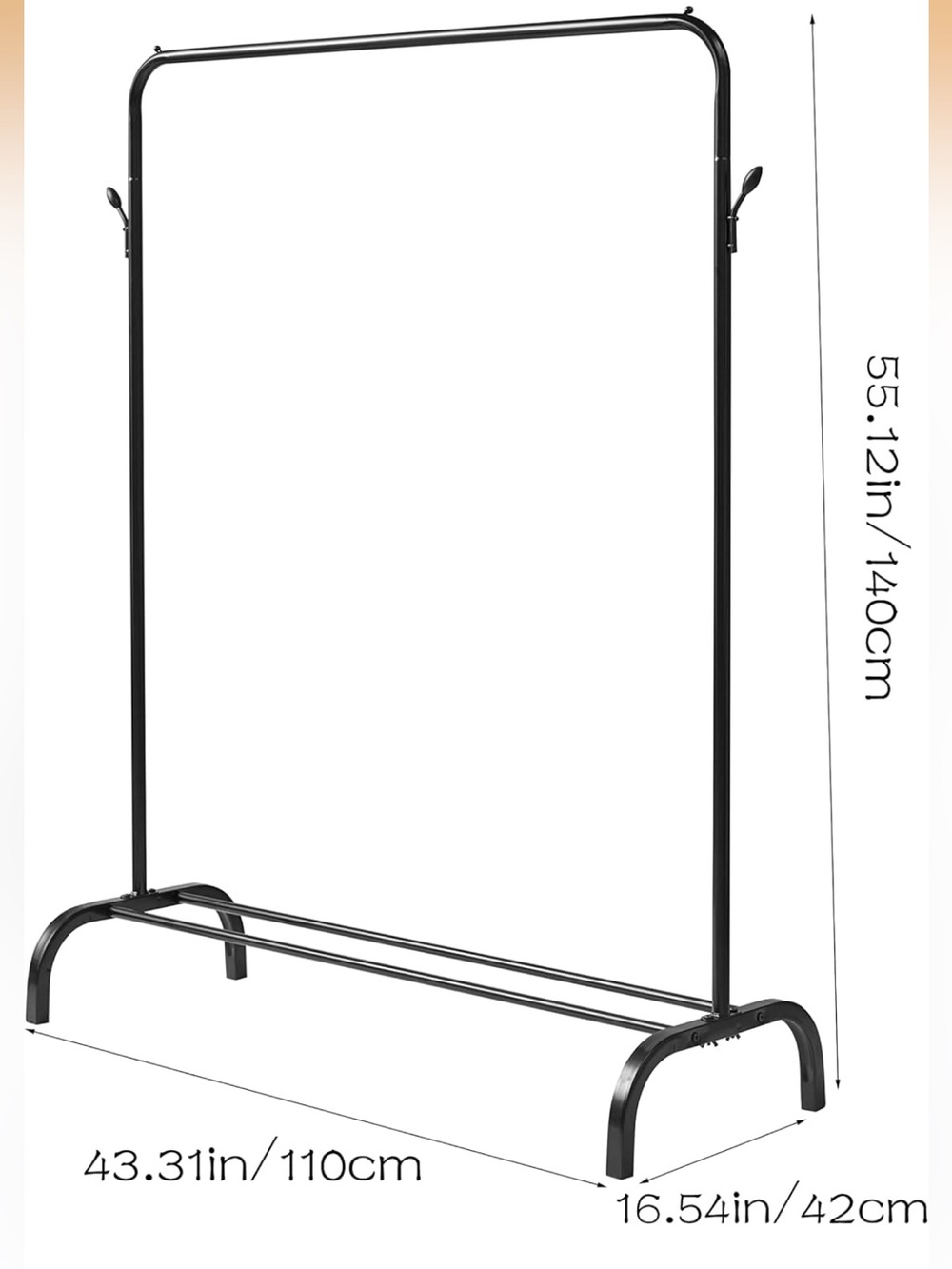 WEASHUME Black Metal Clothes Rack with Bottom Shelf Portable for Hanging  NWT - Picture 12 of 12
